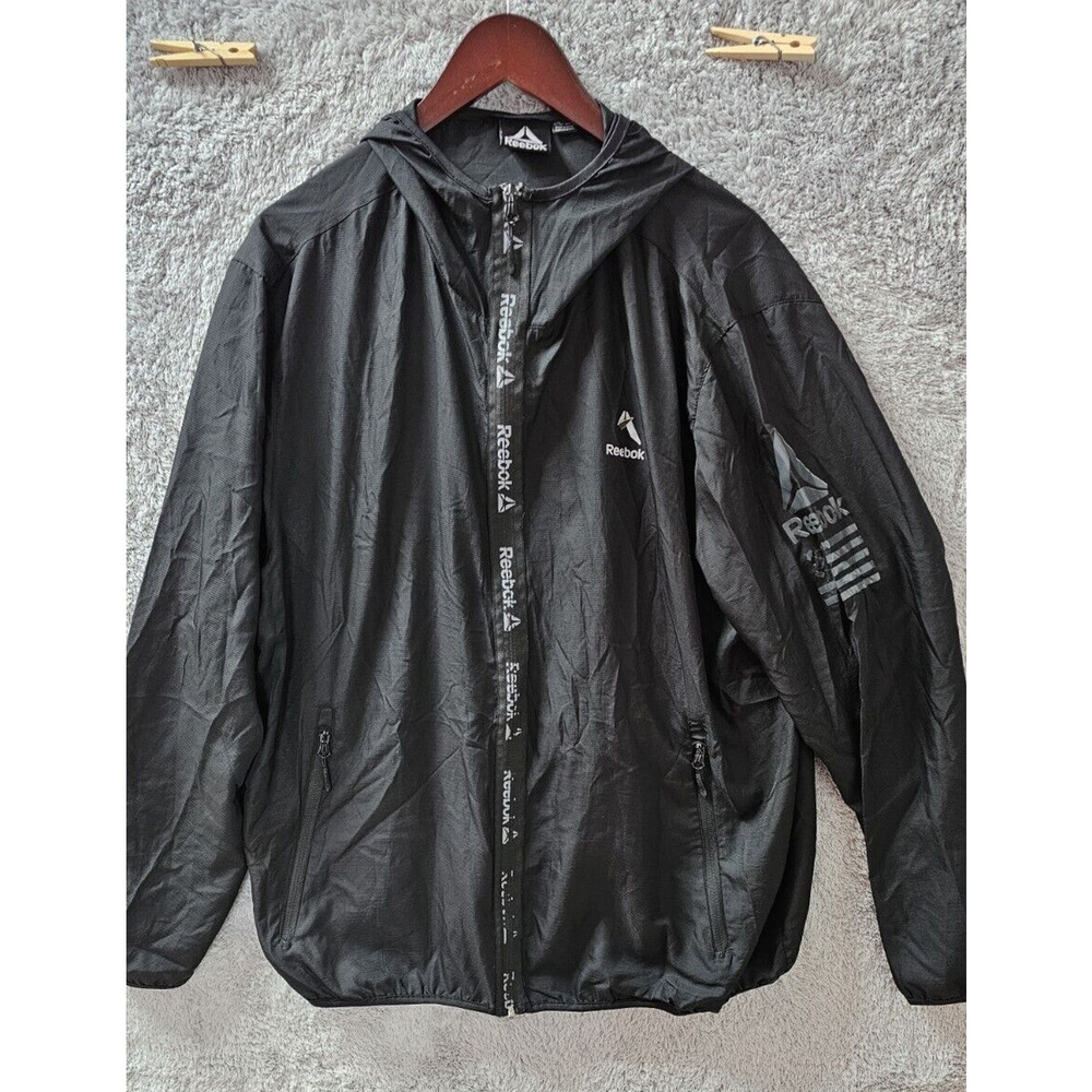 Reebok Speedwick Jacket Full Zip Crossfit Lightweight‎ Black Mens 2XL XXL
